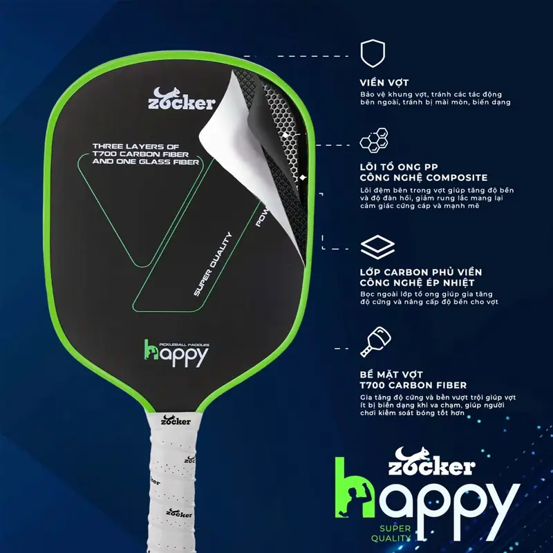 chất liệu và trọng lượng vợt pickleball người chơi mới tập