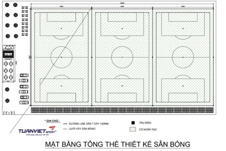 dien tich san bong 7 nguoi hanh lang an toan san bong