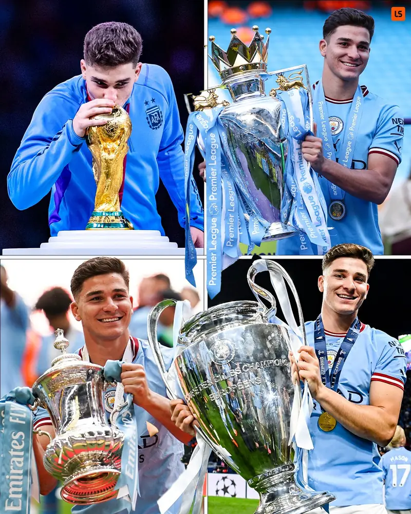 Julián Álvarez Julián Álvarez cùng các đồng đội Manchester City nâng cúp Champions League phần 4
