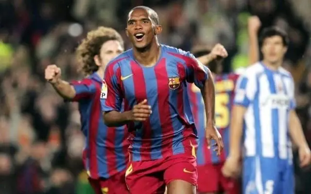 Samuel Eto'o: Báo Đen Huyền Thoại Của Bóng Đá Châu Phi 2 Samuel Eto'o Samuel Eto'o ăn mừng bàn thắng trong màu áo Barcelona phần 3